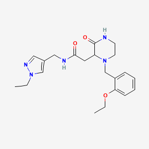 molecular formula C21H29N5O3 B4248338 2-[1-(2-ethoxybenzyl)-3-oxo-2-piperazinyl]-N-[(1-ethyl-1H-pyrazol-4-yl)methyl]acetamide 