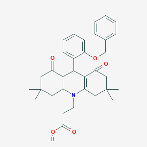 molecular formula C33H37NO5 B424834 3-(9-[2-(benzyloxy)phenyl]-3,3,6,6-tetramethyl-1,8-dioxo-2,3,4,5,6,7,8,9-octahydro-10(1H)-acridinyl)propanoic acid 