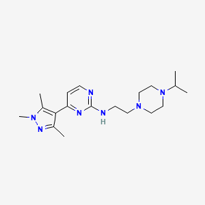 molecular formula C19H31N7 B4248342 N-[2-(4-isopropyl-1-piperazinyl)ethyl]-4-(1,3,5-trimethyl-1H-pyrazol-4-yl)-2-pyrimidinamine bis(trifluoroacetate) 