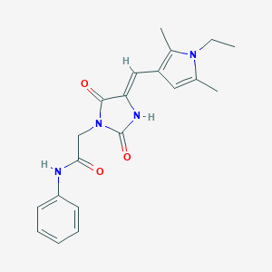 molecular formula C20H22N4O3 B424835 2-{4-[(1-ethyl-2,5-dimethyl-1H-pyrrol-3-yl)methylene]-2,5-dioxo-1-imidazolidinyl}-N-phenylacetamide 