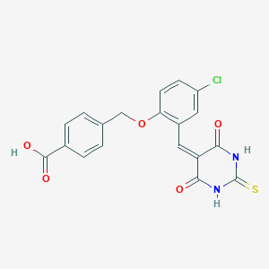 molecular formula C19H13ClN2O5S B424836 4-({4-chloro-2-[(4,6-dioxo-2-thioxotetrahydro-5(2H)-pyrimidinylidene)methyl]phenoxy}methyl)benzoic acid 