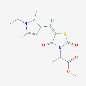 molecular formula C16H20N2O4S B424838 methyl 2-{(5E)-5-[(1-ethyl-2,5-dimethyl-1H-pyrrol-3-yl)methylidene]-2,4-dioxo-1,3-thiazolidin-3-yl}propanoate 