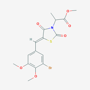 molecular formula C16H16BrNO6S B424842 methyl 2-[(5Z)-5-(3-bromo-4,5-dimethoxybenzylidene)-2,4-dioxo-1,3-thiazolidin-3-yl]propanoate 