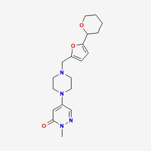 molecular formula C19H26N4O3 B4248423 2-methyl-5-(4-{[5-(tetrahydro-2H-pyran-2-yl)-2-furyl]methyl}-1-piperazinyl)-3(2H)-pyridazinone 