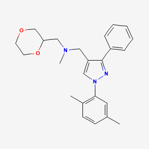 1-[1-(2,5-dimethylphenyl)-3-phenyl-1H-pyrazol-4-yl]-N-(1,4-dioxan-2-ylmethyl)-N-methylmethanamine