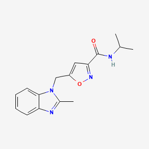 molecular formula C16H18N4O2 B4248449 5-[(2-methylbenzimidazol-1-yl)methyl]-N-propan-2-yl-1,2-oxazole-3-carboxamide 