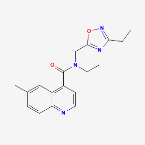 molecular formula C18H20N4O2 B4248456 N-ethyl-N-[(3-ethyl-1,2,4-oxadiazol-5-yl)methyl]-6-methyl-4-quinolinecarboxamide trifluoroacetate 