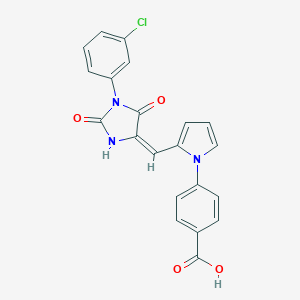 molecular formula C21H14ClN3O4 B424848 4-(2-{[1-(3-chlorophenyl)-2,5-dioxo-4-imidazolidinylidene]methyl}-1H-pyrrol-1-yl)benzoic acid CAS No. 1815599-46-2
