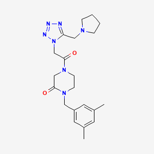 1-(3,5-dimethylbenzyl)-4-{[5-(1-pyrrolidinylmethyl)-1H-tetrazol-1-yl]acetyl}-2-piperazinone