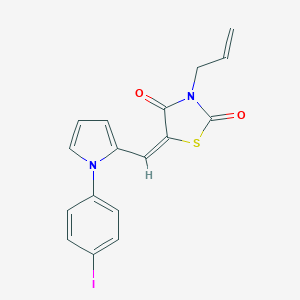 molecular formula C17H13IN2O2S B424854 (5E)-5-{[1-(4-iodophenyl)-1H-pyrrol-2-yl]methylidene}-3-(prop-2-en-1-yl)-1,3-thiazolidine-2,4-dione 