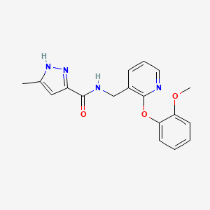 molecular formula C18H18N4O3 B4248549 N-{[2-(2-methoxyphenoxy)-3-pyridinyl]methyl}-5-methyl-1H-pyrazole-3-carboxamide 