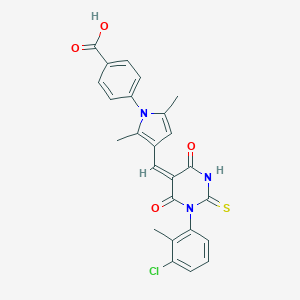 molecular formula C25H20ClN3O4S B424861 4-(3-{(E)-[1-(3-chloro-2-methylphenyl)-4,6-dioxo-2-thioxotetrahydropyrimidin-5(2H)-ylidene]methyl}-2,5-dimethyl-1H-pyrrol-1-yl)benzoic acid 