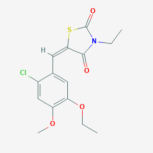 molecular formula C15H16ClNO4S B424865 5-(2-Chloro-5-ethoxy-4-methoxybenzylidene)-3-ethyl-1,3-thiazolidine-2,4-dione 