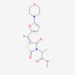 molecular formula C16H18N2O6S B424867 Methyl 2-(5-{[5-(4-morpholinyl)-2-furyl]methylene}-2,4-dioxo-1,3-thiazolidin-3-yl)propanoate 