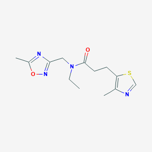 molecular formula C13H18N4O2S B4248672 N-ethyl-N-[(5-methyl-1,2,4-oxadiazol-3-yl)methyl]-3-(4-methyl-1,3-thiazol-5-yl)propanamide 