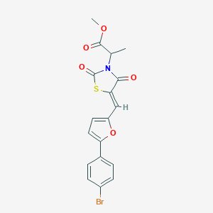 molecular formula C18H14BrNO5S B424868 methyl 2-[(5Z)-5-{[5-(4-bromophenyl)furan-2-yl]methylidene}-2,4-dioxo-1,3-thiazolidin-3-yl]propanoate 