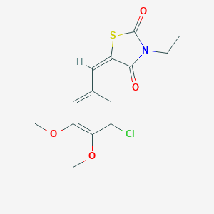 molecular formula C15H16ClNO4S B424869 (5E)-5-(3-chloro-4-ethoxy-5-methoxybenzylidene)-3-ethyl-1,3-thiazolidine-2,4-dione 