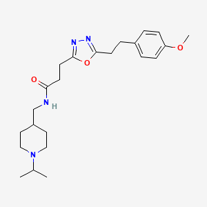 molecular formula C23H34N4O3 B4248715 N-[(1-isopropyl-4-piperidinyl)methyl]-3-{5-[2-(4-methoxyphenyl)ethyl]-1,3,4-oxadiazol-2-yl}propanamide 