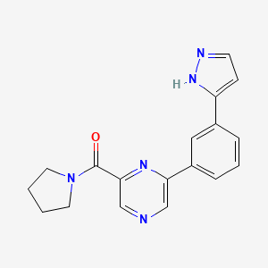 molecular formula C18H17N5O B4248720 2-[3-(1H-pyrazol-3-yl)phenyl]-6-(1-pyrrolidinylcarbonyl)pyrazine 