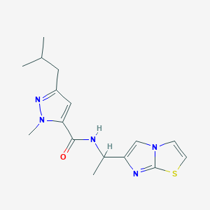 molecular formula C16H21N5OS B4248743 N-(1-imidazo[2,1-b][1,3]thiazol-6-ylethyl)-3-isobutyl-1-methyl-1H-pyrazole-5-carboxamide 