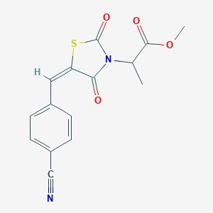 molecular formula C15H12N2O4S B424875 methyl 2-[(5E)-5-(4-cyanobenzylidene)-2,4-dioxo-1,3-thiazolidin-3-yl]propanoate 