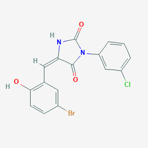 molecular formula C16H10BrClN2O3 B424876 5-(5-Bromo-2-hydroxybenzylidene)-3-(3-chlorophenyl)-2,4-imidazolidinedione 