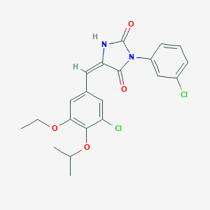 molecular formula C21H20Cl2N2O4 B424881 (5E)-5-[3-chloro-5-ethoxy-4-(propan-2-yloxy)benzylidene]-3-(3-chlorophenyl)imidazolidine-2,4-dione 