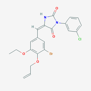 molecular formula C21H18BrClN2O4 B424883 5-[4-(Allyloxy)-3-bromo-5-ethoxybenzylidene]-3-(3-chlorophenyl)-2,4-imidazolidinedione 