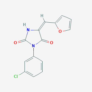 molecular formula C14H9ClN2O3 B424885 (5E)-3-(3-chlorophenyl)-5-(furan-2-ylmethylidene)imidazolidine-2,4-dione 