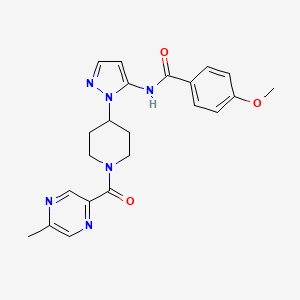 molecular formula C22H24N6O3 B4248870 4-methoxy-N-(1-{1-[(5-methyl-2-pyrazinyl)carbonyl]-4-piperidinyl}-1H-pyrazol-5-yl)benzamide 