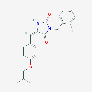 molecular formula C21H21FN2O3 B424888 3-(2-Fluorobenzyl)-5-(4-isobutoxybenzylidene)-2,4-imidazolidinedione 