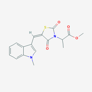 molecular formula C17H16N2O4S B424889 methyl 2-{(5E)-5-[(1-methyl-1H-indol-3-yl)methylidene]-2,4-dioxo-1,3-thiazolidin-3-yl}propanoate 