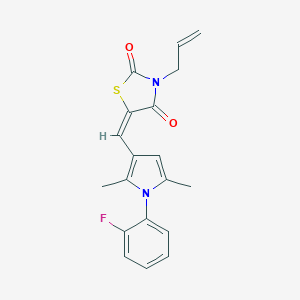 molecular formula C19H17FN2O2S B424894 3-allyl-5-{[1-(2-fluorophenyl)-2,5-dimethyl-1H-pyrrol-3-yl]methylene}-1,3-thiazolidine-2,4-dione 