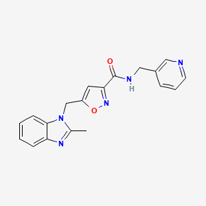 molecular formula C19H17N5O2 B4248961 5-[(2-methyl-1H-benzimidazol-1-yl)methyl]-N-(3-pyridinylmethyl)-3-isoxazolecarboxamide 