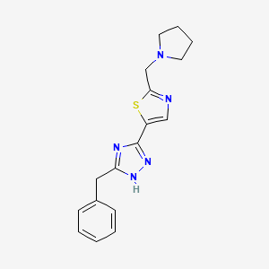 molecular formula C17H19N5S B4248994 3-benzyl-5-[2-(pyrrolidin-1-ylmethyl)-1,3-thiazol-5-yl]-1H-1,2,4-triazole 