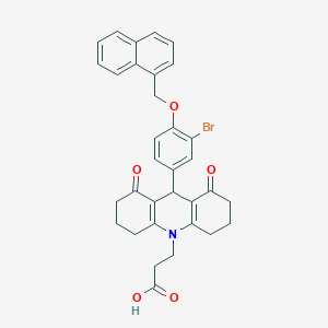 molecular formula C33H30BrNO5 B424900 3-(9-[3-bromo-4-(1-naphthylmethoxy)phenyl]-1,8-dioxo-2,3,4,5,6,7,8,9-octahydroacridin-10(1H)-yl)propanoic acid 