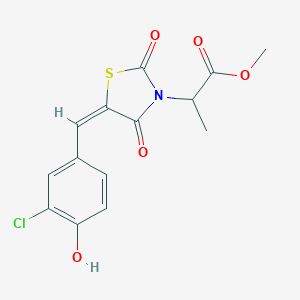 molecular formula C14H12ClNO5S B424901 methyl 2-[(5E)-5-(3-chloro-4-hydroxybenzylidene)-2,4-dioxo-1,3-thiazolidin-3-yl]propanoate 