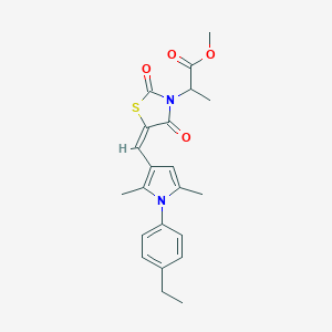 molecular formula C22H24N2O4S B424902 methyl 2-[(5E)-5-{[1-(4-ethylphenyl)-2,5-dimethyl-1H-pyrrol-3-yl]methylidene}-2,4-dioxo-1,3-thiazolidin-3-yl]propanoate 