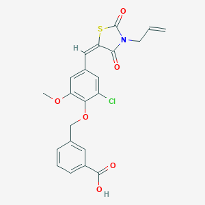 molecular formula C22H18ClNO6S B424904 3-({4-[(3-Allyl-2,4-dioxo-1,3-thiazolidin-5-ylidene)methyl]-2-chloro-6-methoxyphenoxy}methyl)benzoic acid 