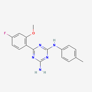 6-(4-fluoro-2-methoxyphenyl)-N-(4-methylphenyl)-1,3,5-triazine-2,4-diamine