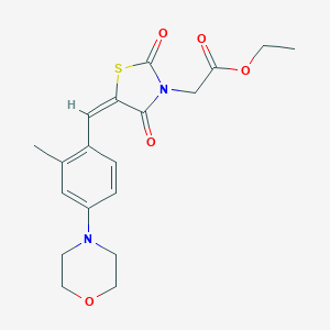 molecular formula C19H22N2O5S B424908 ethyl {(5E)-5-[2-methyl-4-(morpholin-4-yl)benzylidene]-2,4-dioxo-1,3-thiazolidin-3-yl}acetate 