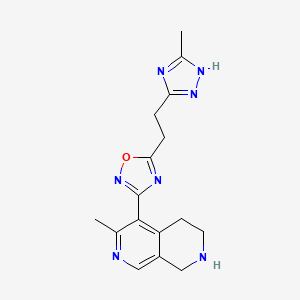 molecular formula C16H19N7O B4249085 3-(3-methyl-5,6,7,8-tetrahydro-2,7-naphthyridin-4-yl)-5-[2-(5-methyl-1H-1,2,4-triazol-3-yl)ethyl]-1,2,4-oxadiazole 