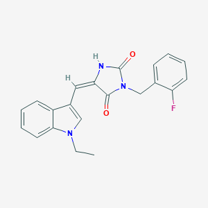 molecular formula C21H18FN3O2 B424909 (5E)-5-[(1-ethyl-1H-indol-3-yl)methylidene]-3-(2-fluorobenzyl)imidazolidine-2,4-dione 