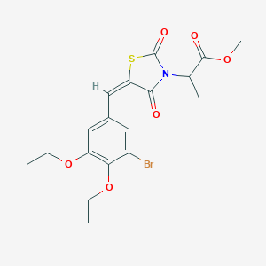 molecular formula C18H20BrNO6S B424911 methyl 2-[(5E)-5-(3-bromo-4,5-diethoxybenzylidene)-2,4-dioxo-1,3-thiazolidin-3-yl]propanoate 