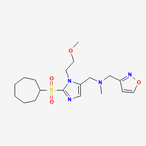 molecular formula C19H30N4O4S B4249117 1-[2-(cycloheptylsulfonyl)-1-(2-methoxyethyl)-1H-imidazol-5-yl]-N-(3-isoxazolylmethyl)-N-methylmethanamine 