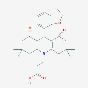molecular formula C28H35NO5 B424913 3-[9-(2-ethoxyphenyl)-3,3,6,6-tetramethyl-1,8-dioxo-2,3,4,5,6,7,8,9-octahydroacridin-10(1H)-yl]propanoic acid 