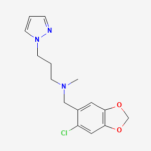 molecular formula C15H18ClN3O2 B4249150 N-[(6-chloro-1,3-benzodioxol-5-yl)methyl]-N-methyl-3-(1H-pyrazol-1-yl)propan-1-amine 