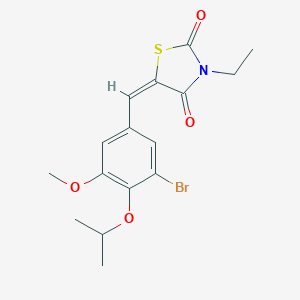 molecular formula C16H18BrNO4S B424917 (5E)-5-[3-bromo-5-methoxy-4-(propan-2-yloxy)benzylidene]-3-ethyl-1,3-thiazolidine-2,4-dione 