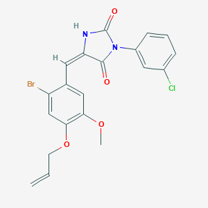 molecular formula C20H16BrClN2O4 B424921 5-[4-(Allyloxy)-2-bromo-5-methoxybenzylidene]-3-(3-chlorophenyl)-2,4-imidazolidinedione 