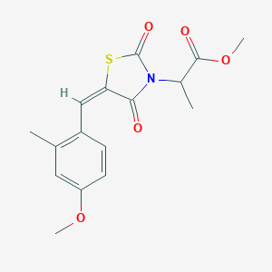 molecular formula C16H17NO5S B424922 Methyl 2-[5-(4-methoxy-2-methylbenzylidene)-2,4-dioxo-1,3-thiazolidin-3-yl]propanoate 